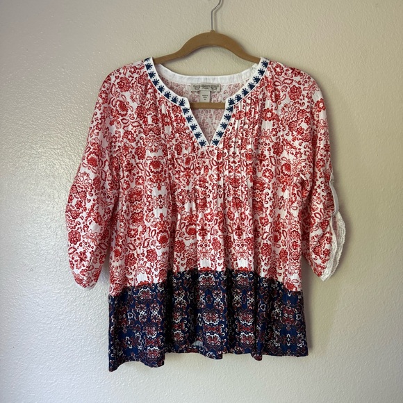 Vintage America Tops - ❇️Vintage America Red and Blue Floral Blouse 2 for $22❇️